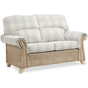 Clifton Cane 2 Seater Sofa with Athena Check Cushions - Neutral by Desser