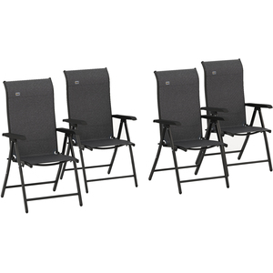 Outsunny Outdoor Rattan Folding Chair Set of 4 with Adjustable Back - Grey by Outsunny