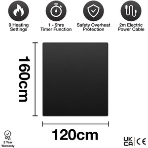 Heated Throw Electric Fleece Blanket - Black by Purus