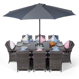 Arizona Square Rattan Patio Dining Set with Ice Bucket Drinks Cooler - Grey / 8 by Giardino