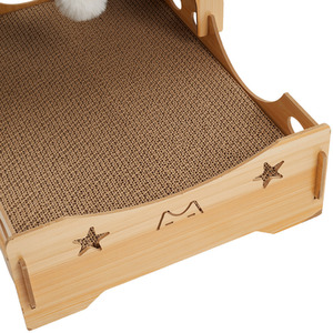 House-Shaped Cat Bed and Scratching Board - Brown by Livingandhome