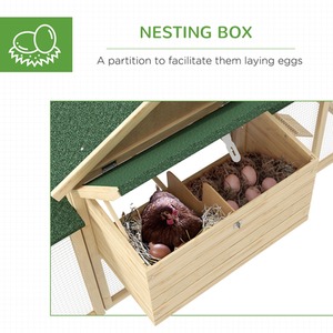 PawHut Wooden Chicken Coop - Natural Wood Finish by PawHut