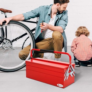 DURHAND 3 Tier Metal Tool box - Red / 41cm / 21 - 34 cm by DURHAND