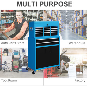 HOMCOM Portable Tool Chest with Wheels Drawers for Garage - Blue by HOMCOM