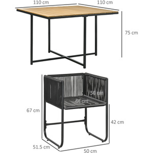 Outsunny Space-saving Design Rattan Cube Dining Sets - Black by Outsunny