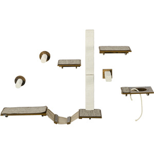 PawHut 8Pcs Cat Shelves Cat Wall Furniture D30 765V00BN - Brown by PawHut