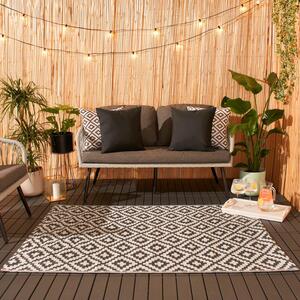 Geometric Outdoor Garden Rug - Grey and White / 170cm by Dreamscene