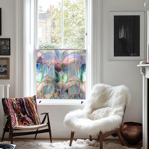 Norma Art Deco Stained Glass Privacy Window Film by Creative Printing