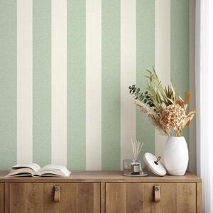 Textured Look Striped Wallpaper Realistic Modern - Green, Cream by Fine Decor