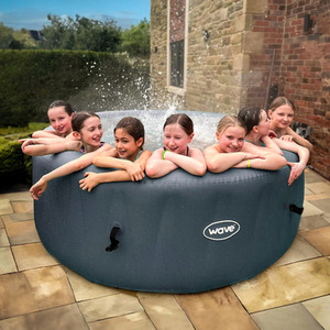 Wave Atlantic 6-Person Inflatable Hot Tub with Integrated Heater - Navy / EnergySave Bundle by Wave