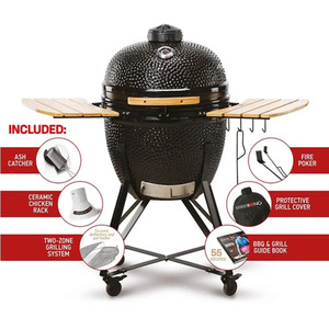 Grande Ceramic BBQ Grill in Black - Black by KAMADO BONO