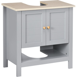 Kleankin Bathroom Under Sink Cabinet Vanity Unit with Adjustable Shelf - Grey by Kleankin