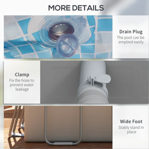 Rectangle Steel Frame Swimming Pool with Ladder and Pump - Grey by Furnico Living Ltd