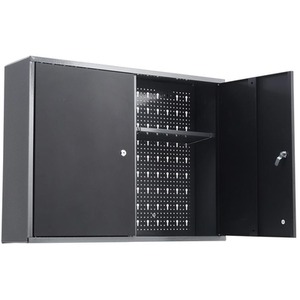 Metal Wall Mounted Lockable Pegboard Tool Cabinet - Black / 2 by Livingandhome