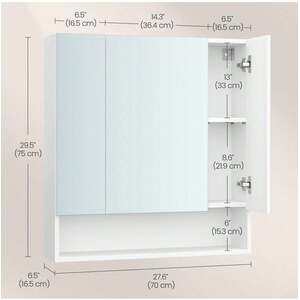VASAGLE Bathroom Mirror Cabinet - White by VASAGLE