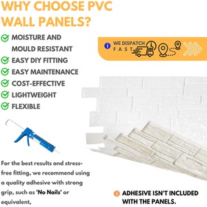 3D Wall Panels (96x48 cm) PVC Cladding Panel Stone Effect by NOVECRAFTO