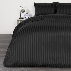 Satin Stripe Duvet Set - Black / Single by OHS