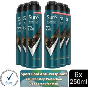 Sure Men Anti-Perspirant 72H Nonstop Protection Sport Cool Deodorant - Green / 6 by Sure