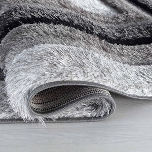 Modern Soft Bordered Shimmer Shaggy Area Rugs by Desire Rugs