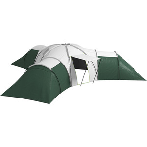 Outsunny 6-9 Man Large Camping Tent with 3 Bedroom, Living Area and Porch - Green by Outsunny