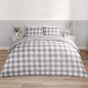 Gingham Duvet Cover Set - Grey / Double by OHS
