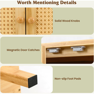 Bamboo Buffet Cabinet Sideboard Cabinet - Brown by Costway