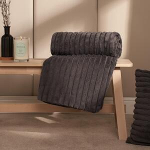 Faux Fur Thick Rib Throw by OHS