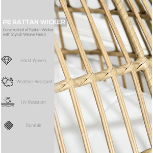 Outsunny Thick Padded Cushioned Outdoor Egg Chair - Khaki by Outsunny