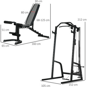 SPORTNOW Multifunction Home Gym Power Rack with Bench - Black by SPORTNOW