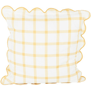 Portland Check Cushion - Ochre and White
