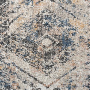 Beige Multicolour Distressed Diamond Living Area Rug by The Rug House
