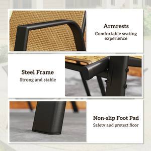 Outsunny Rattan Garden Chairs Set of 4, Stackable Outdoor Armchair by Outsunny