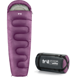 Single 300 GSM Mummy Sleeping Bag - Purple by Trail