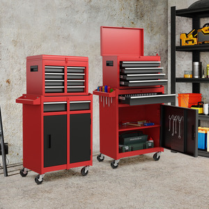 2-in-1 Rolling Tool Chest - Red & Black by Costway