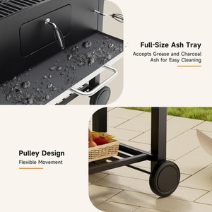 BBQ Grill Large Outdoor Charcoal Cooker - Black