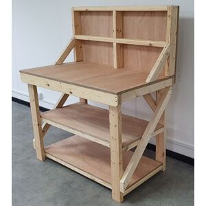Eucalyptus Top Workbench With Back Panel And Double Shelf by Arbor Garden Solutions