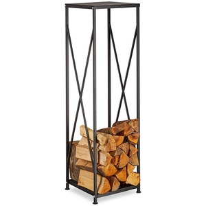 Metal Firewood Rack Log Wood Storage Holder - Black by Gr8 Garden