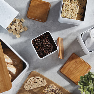 5 Piece Kitchen Set with Bamboo Lids - White by Cooks Professional