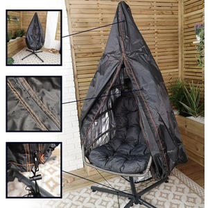 Steel Frame Hanging Egg Chair with Stand, Cover and Cushions - Grey by Samuel Alexander