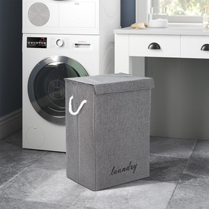 Foldable Laundry Basket with Rope Handles - Grey by lifeideas