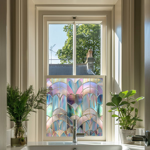 Norma Art Deco Stained Glass Privacy Window Film by Creative Printing
