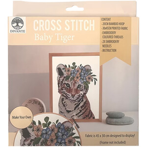Animal Cross Stitch Kit - Multicolour / Baby Tiger by Divante