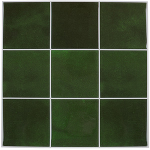 Livingandhome 10-Piece Grid Design Stick-On Wall Tiles - Green by Livingandhome