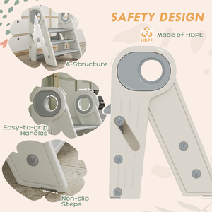 AIYAPLAY Toddler Step Stool with Handle, Foldable and Adjustable, Non-Slip - Grey by AIYAPLAY