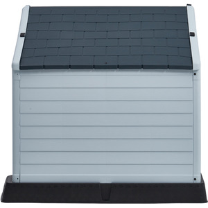 Kidkid Dog Kennel Large Plastic Pet Garden House - Black + White + Grey / 75cm by Kidkid