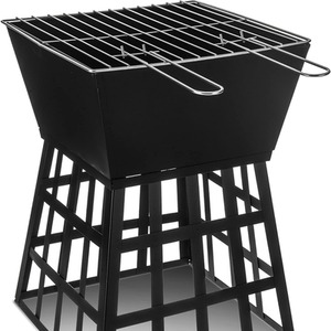 Square Fire Pit Log Burner Heater - Black
