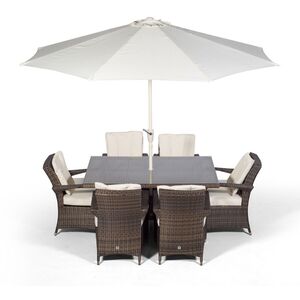 Arizona Square Rattan Patio Dining Set - Brown / 6 by Giardino