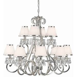 Oksana 12 Light Multi Arm Chandelier Polished Nickel Plate Finish, E14