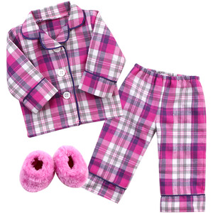 Sophia's by Teamson Kids Flannel Pajama Slippers Set for 18'' Dolls, Pink - pink by Teamson Kids