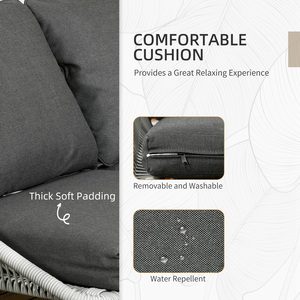 Outsunny 5pc Outdoor Wicker Rattan Garden Furniture Set Sofa, Coffee Table - Grey by Outsunny